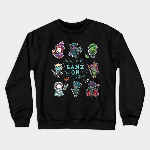 Game on Fantasy RPG Characters Crewneck Sweatshirt by Norse Dog Studio